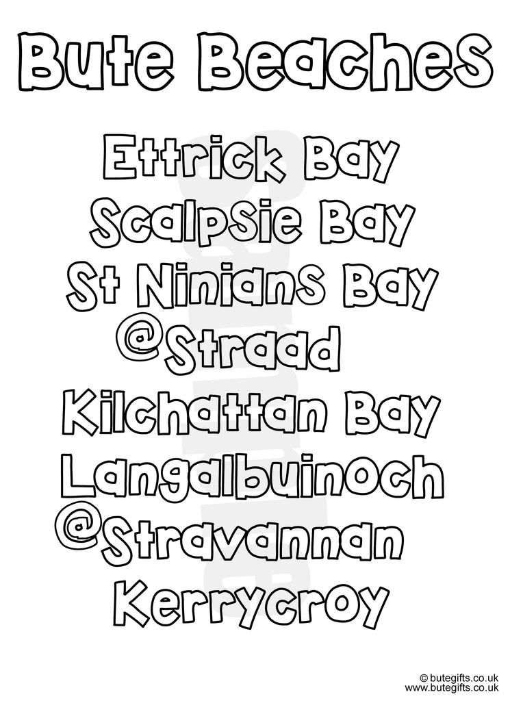 Bute Beaches Colour In Sheet (FREE DIGITAL DOWN LOAD)