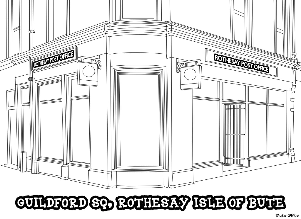 Rothesay Post Office Colour In Sheet (FREE DIGITAL DOWN LOAD)