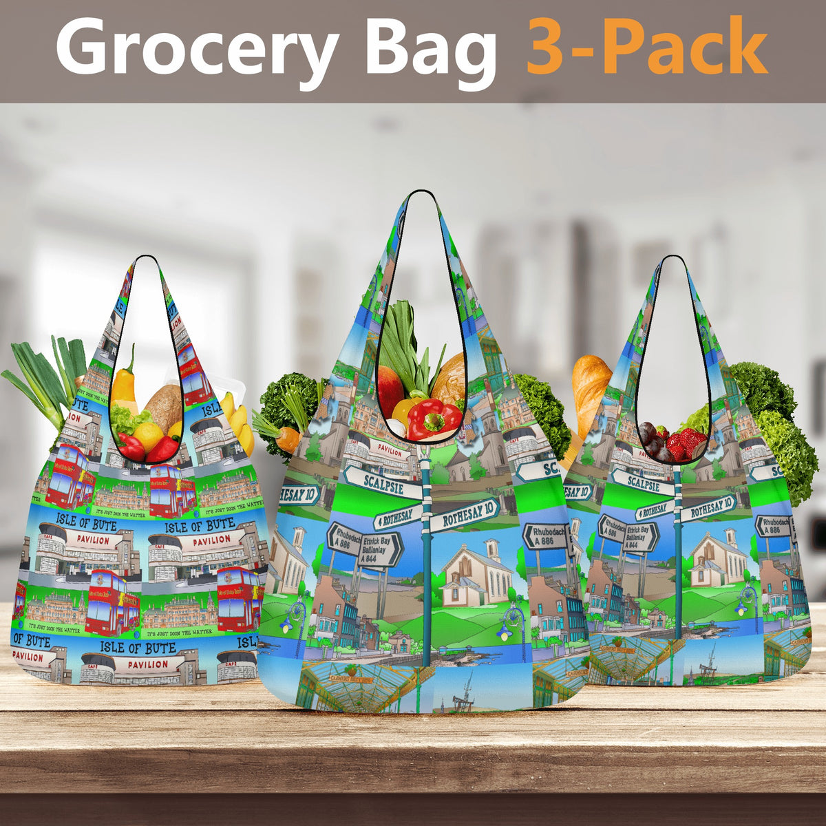 Isle of Bute - 3 Pack of Grocery Bags - Free p&p Worldwde