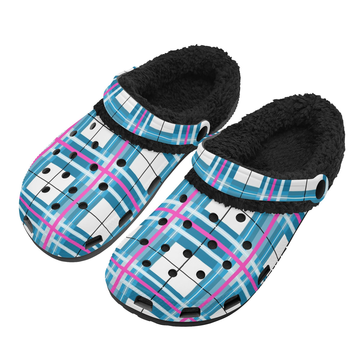 Bute SKy Tartan Adults Fur Lined Clogs - Free p&p Worldwide
