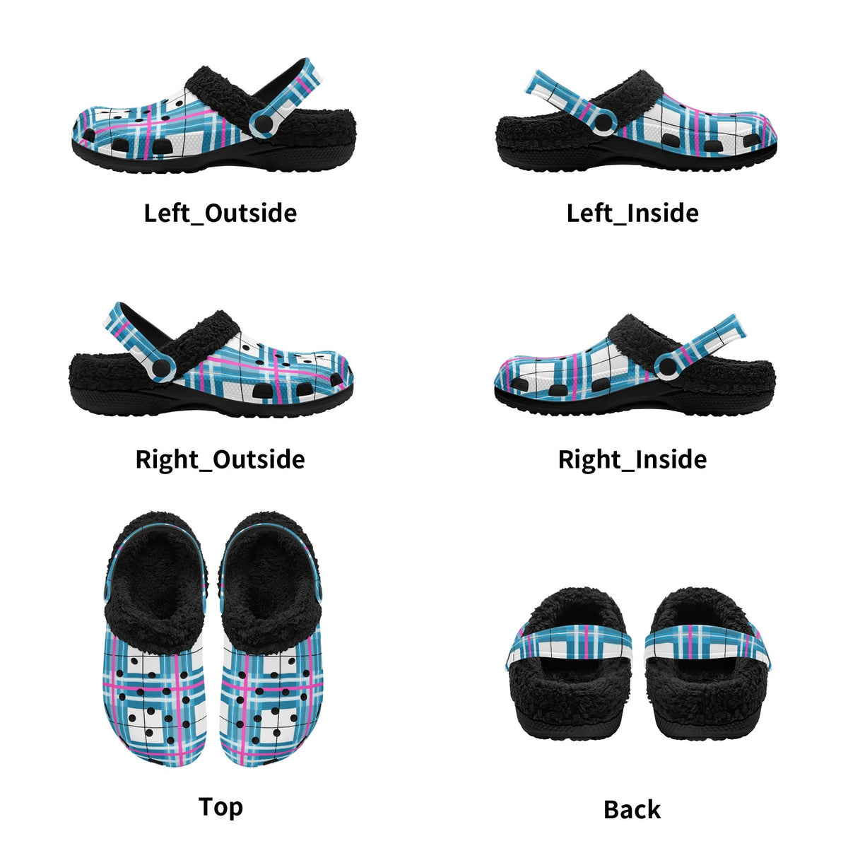 Bute SKy Tartan Adults Fur Lined Clogs - Free p&p Worldwide