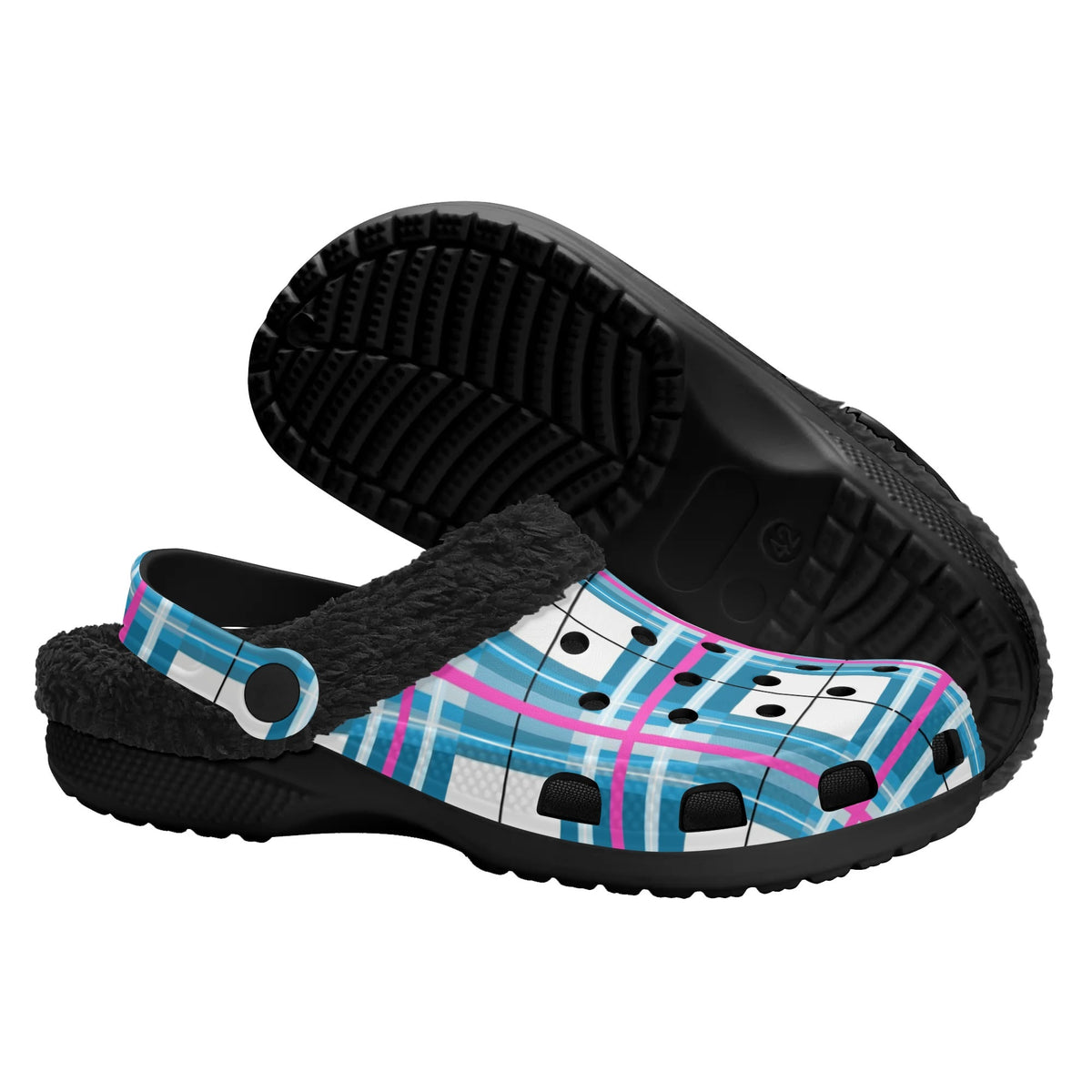 Bute SKy Tartan Adults Fur Lined Clogs - Free p&p Worldwide