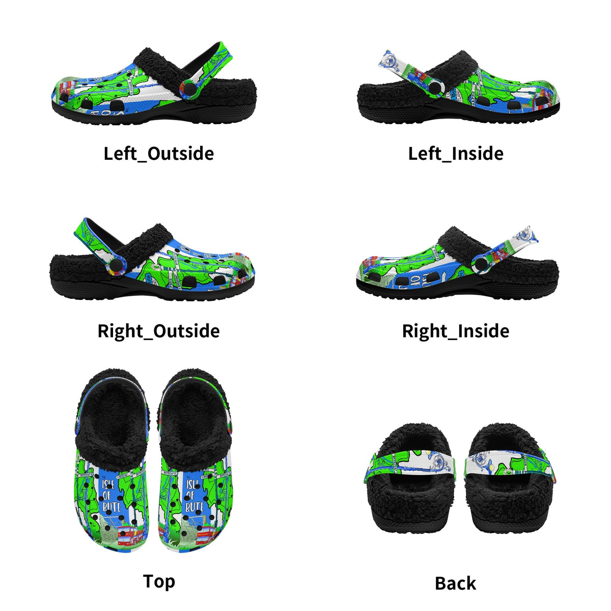 Isle of Bute Adults Fur Lined Clogs - Free p&p Worldwide