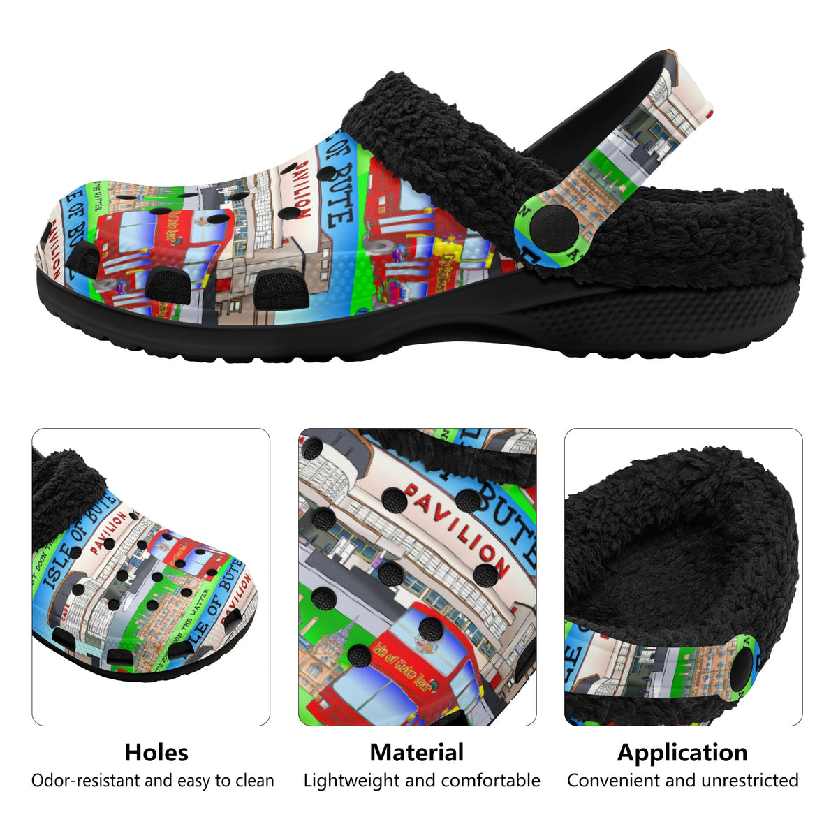 Isle of Bute Adults Fur Lined Clogs - Free p&p Worldwide