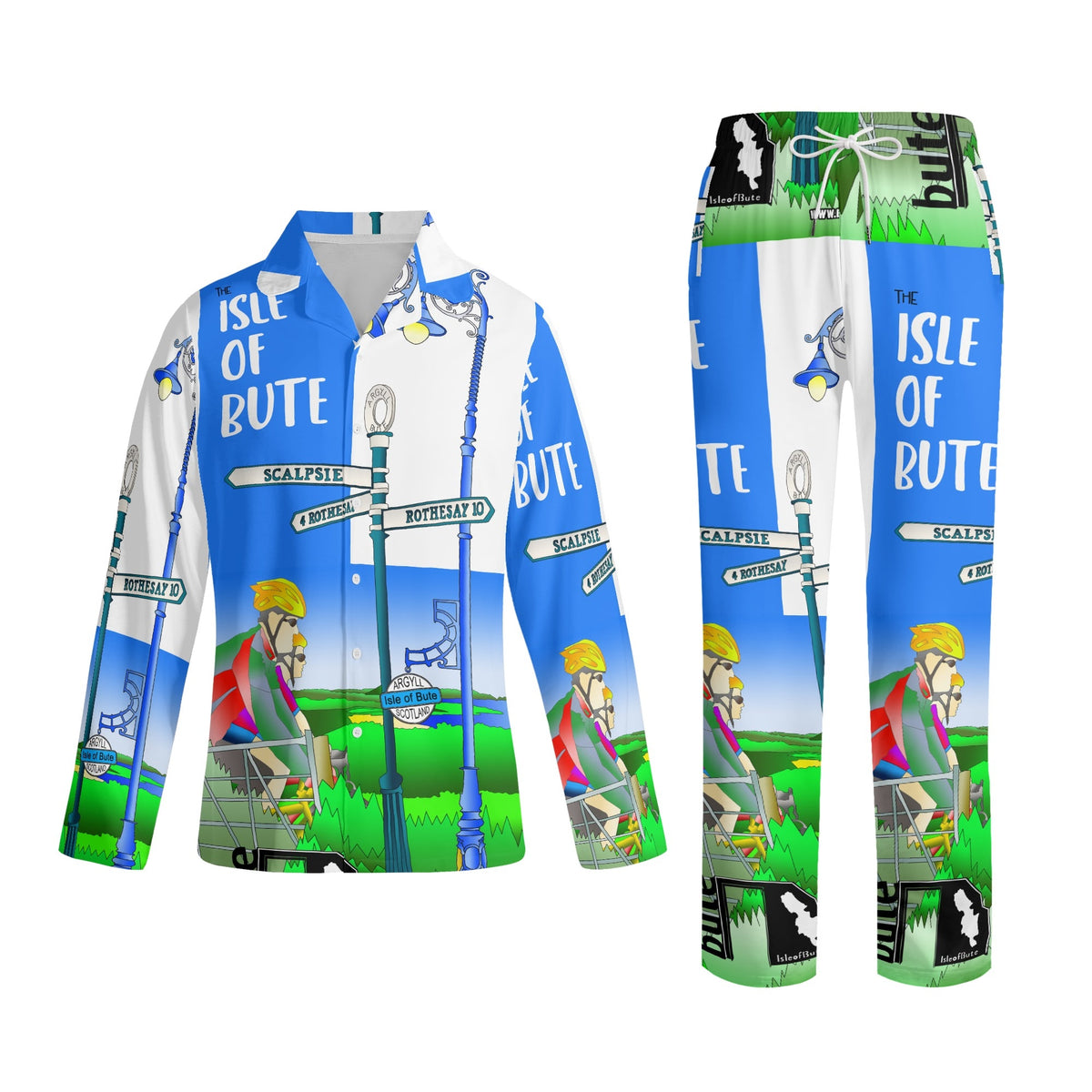 Adult Isle of Bute Long-Sleeve Pyjama Set - Free p&p Worldwide