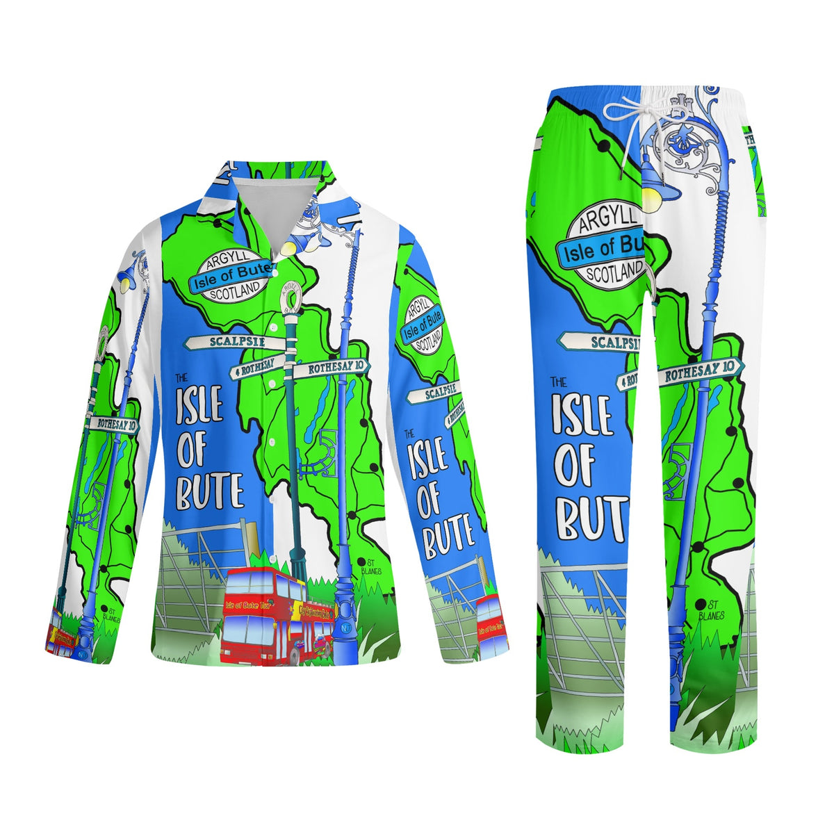 Adult Isle of Bute Long-Sleeve Pyjama Set - Free p&p Worldwide