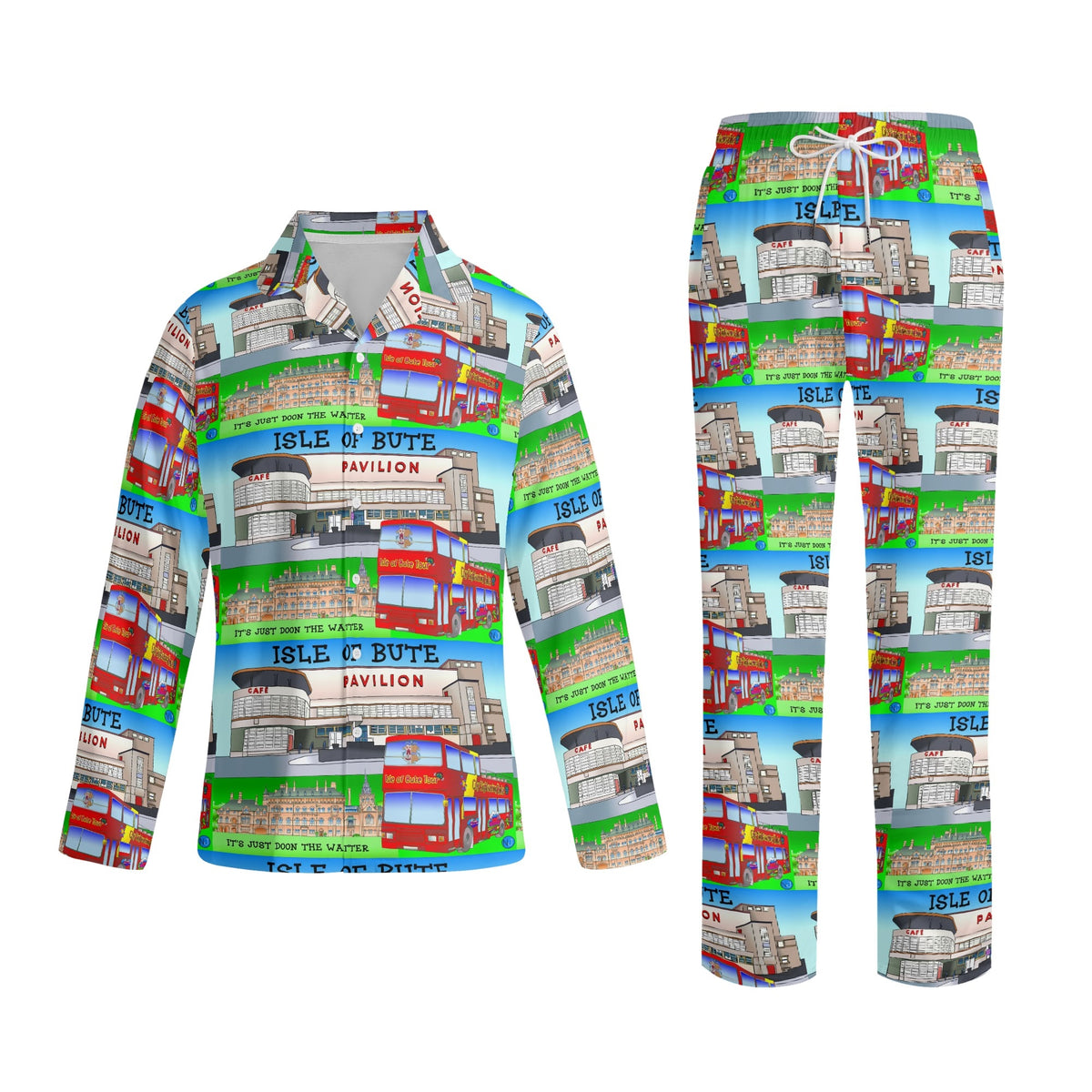 Adult Mount Stuart & Rothesay Pavilion Isle of Bute Long-Sleeve Pyjama Set - Free p&p Worldwide