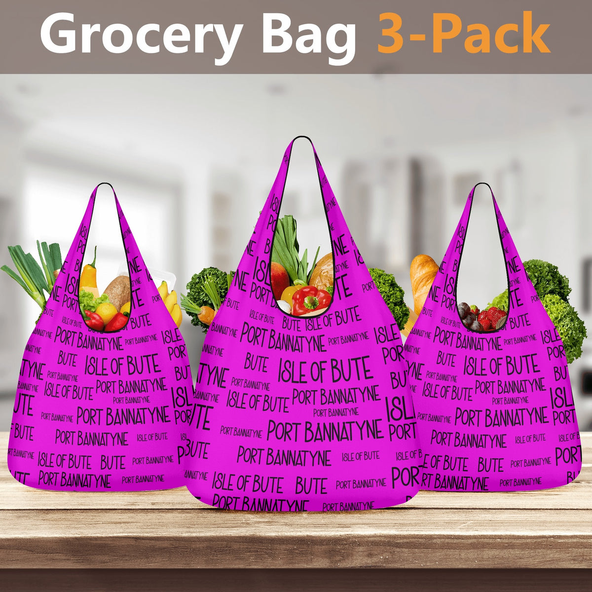 Isle of Bute - 3 Pack of Grocery Bag for Life - Free p&p worldwide