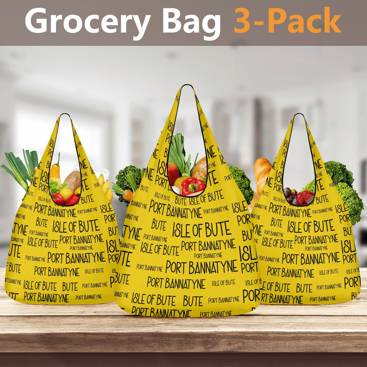 Isle of Bute - 3 Pack of Grocery Bag for Life - Free p&p worldwide