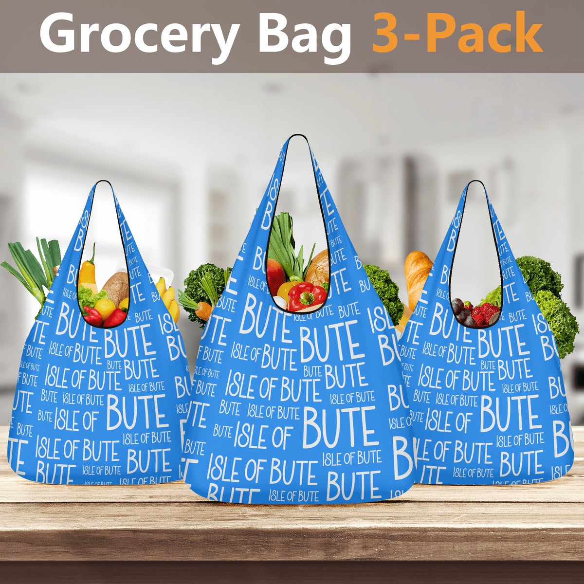 Isle of Bute - 3 Pack of Grocery Bag for Life - Free p&p worldwide