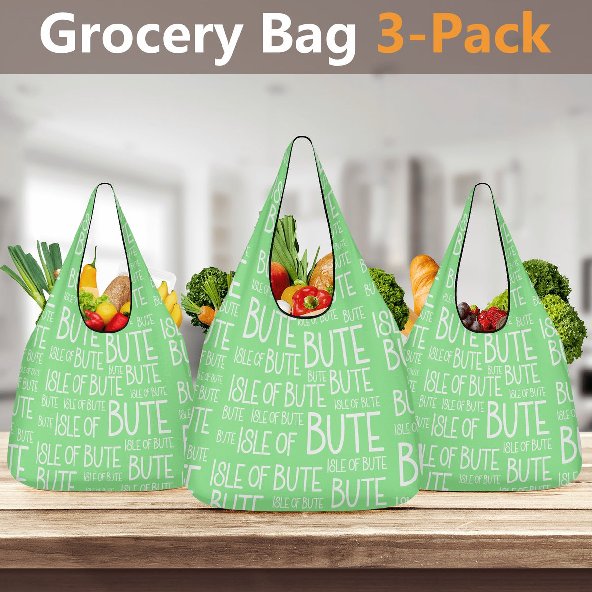 Isle of Bute - 3 Pack of Grocery Bag for Life - Free p&p worldwide
