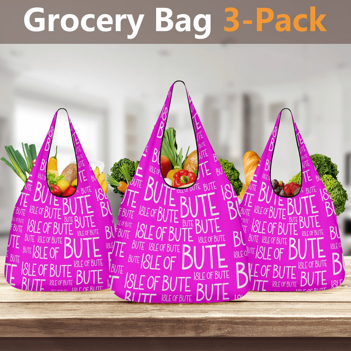 Isle of Bute - 3 Pack of Grocery Bag for Life - Free p&p worldwide