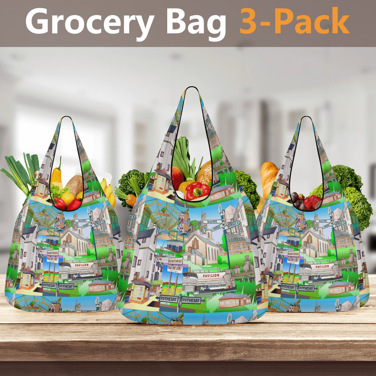 Isle of Bute - 3 Pack of Grocery Bag for Life - Free p&p worldwide