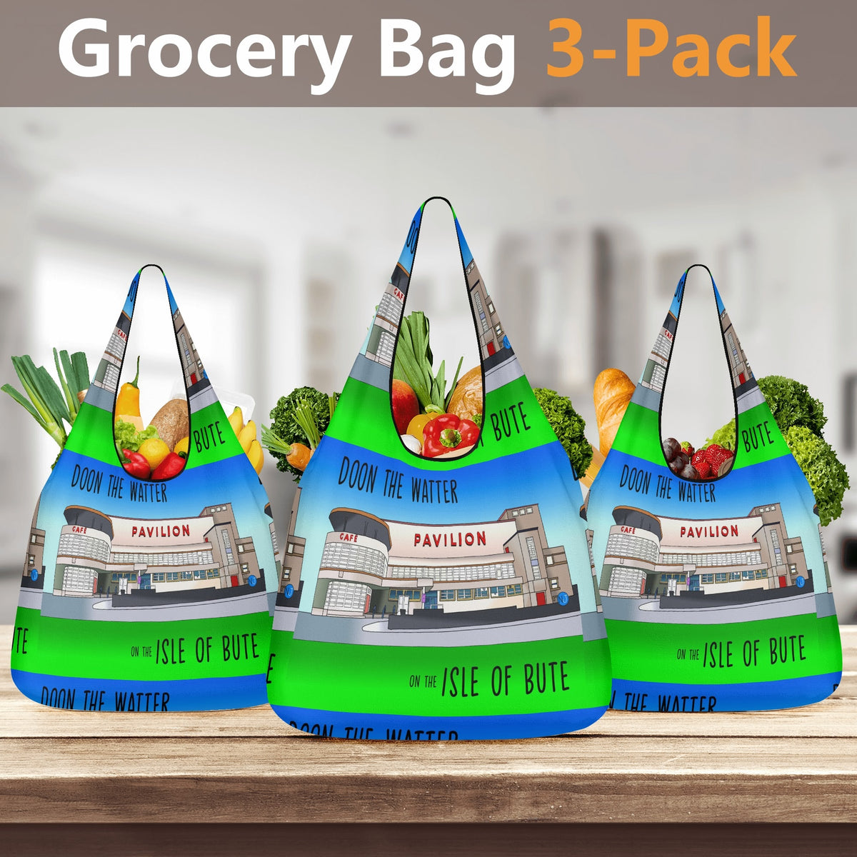 Isle of Bute - 3 Pack of Grocery Bag for Life - Free p&p worldwide