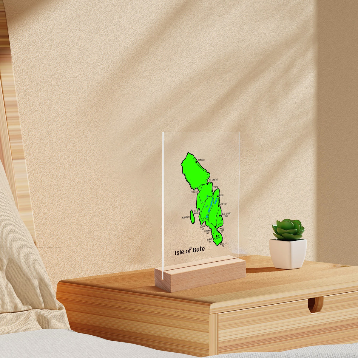 Isle of Bute Night Light with Wood Base - FREE p&p Worldwide