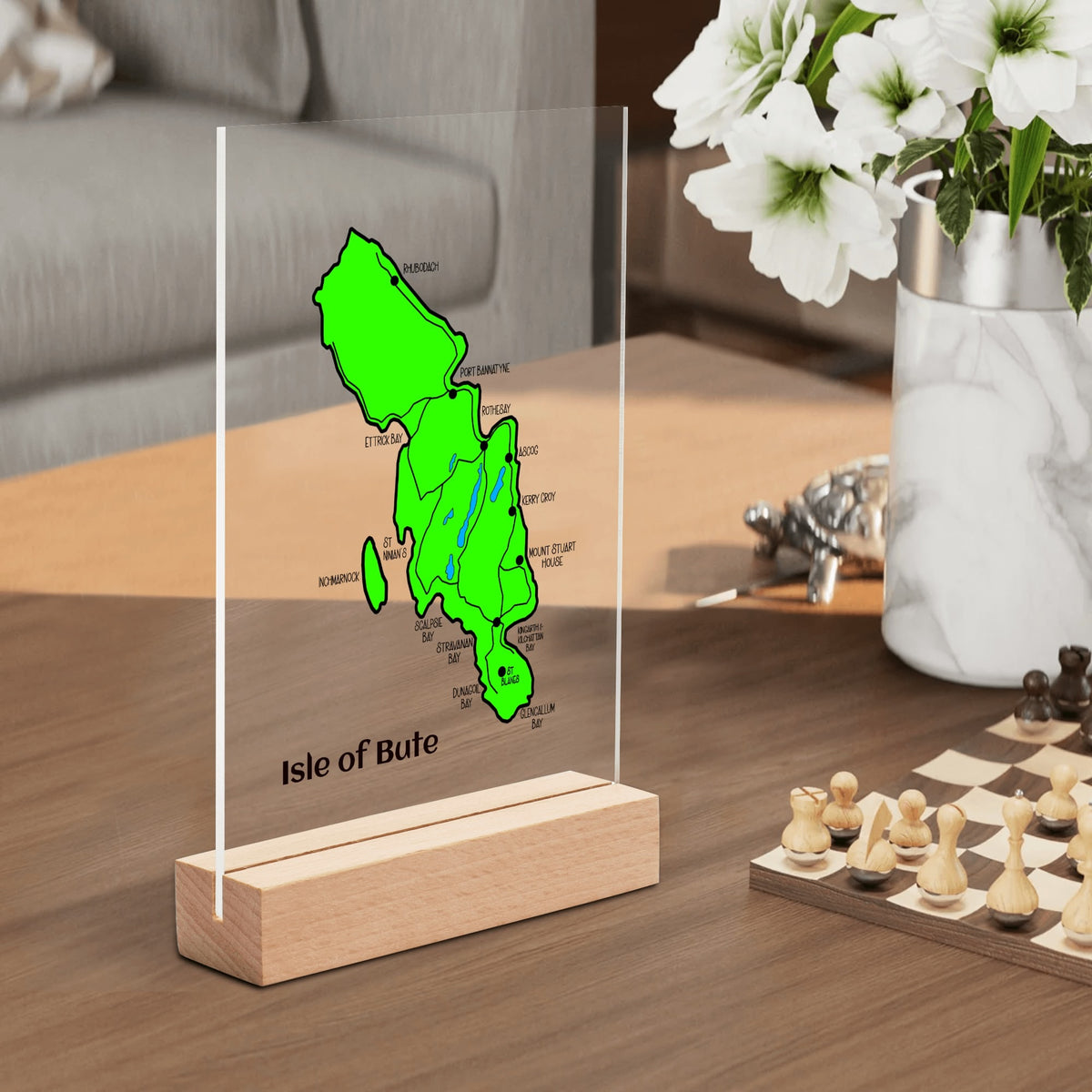 Isle of Bute Night Light with Wood Base - FREE p&p Worldwide