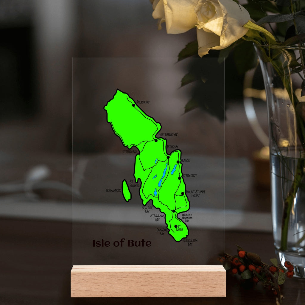 Isle of Bute Night Light with Wood Base - FREE p&p Worldwide