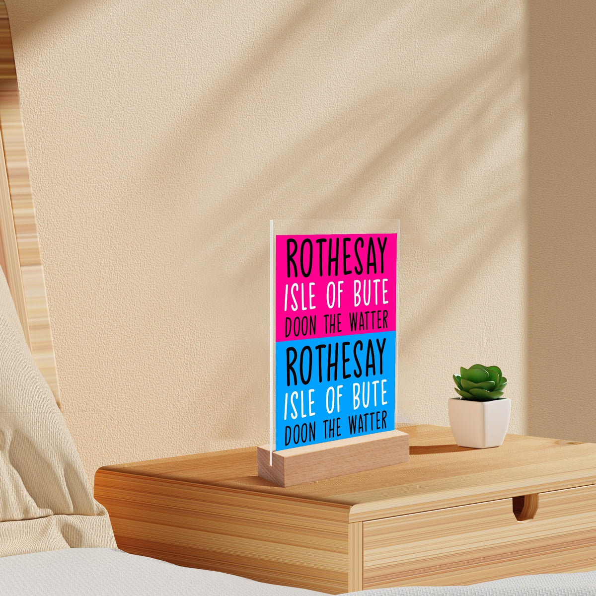 Isle of Bute Night Light with Wood Base - FREE p&p Worldwide