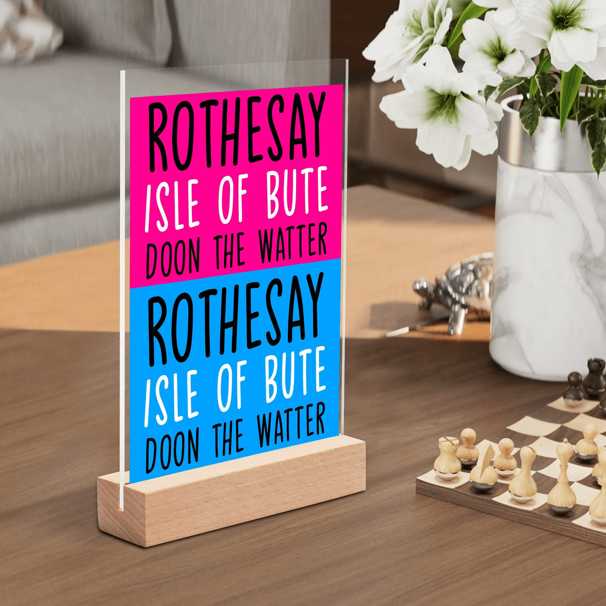 Isle of Bute Night Light with Wood Base - FREE p&p Worldwide