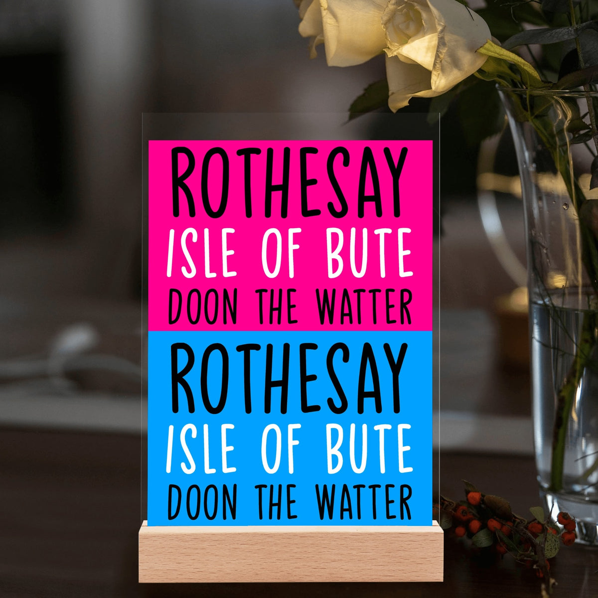 Isle of Bute Night Light with Wood Base - FREE p&p Worldwide