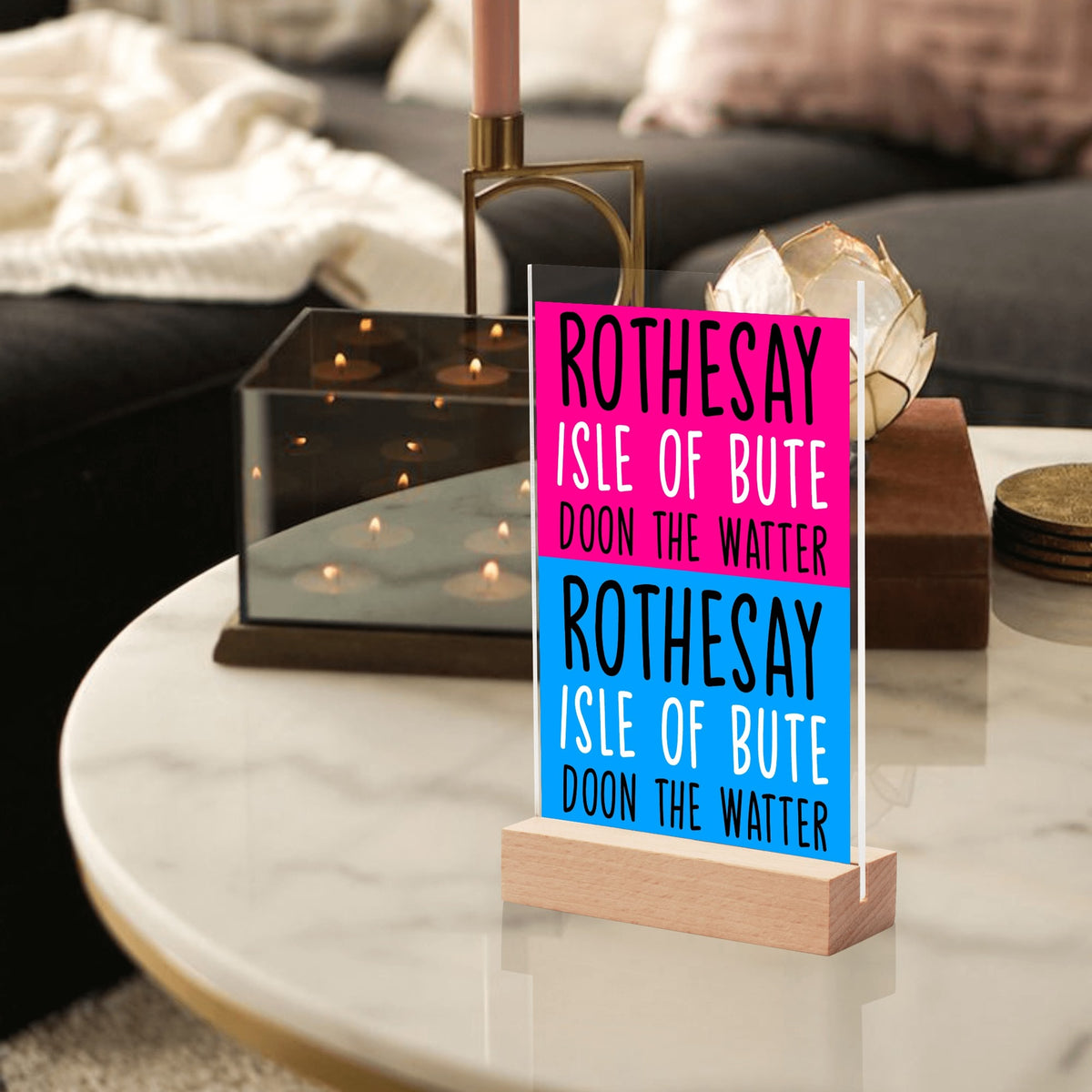 Isle of Bute Night Light with Wood Base - FREE p&p Worldwide