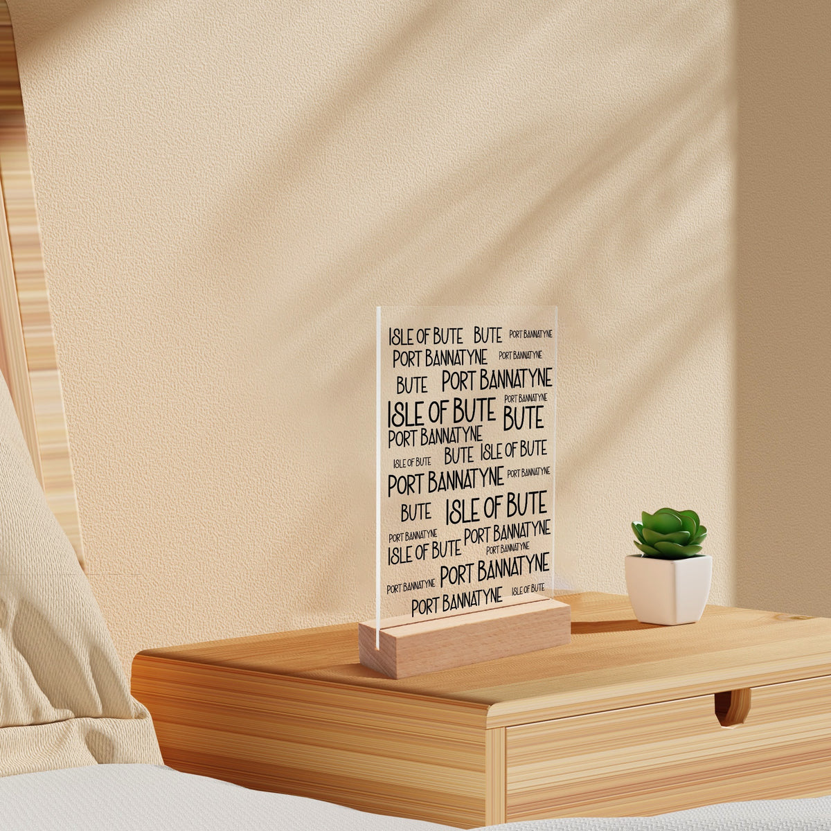 Isle of Bute Night Light with Wood Base - FREE p&p Worldwide