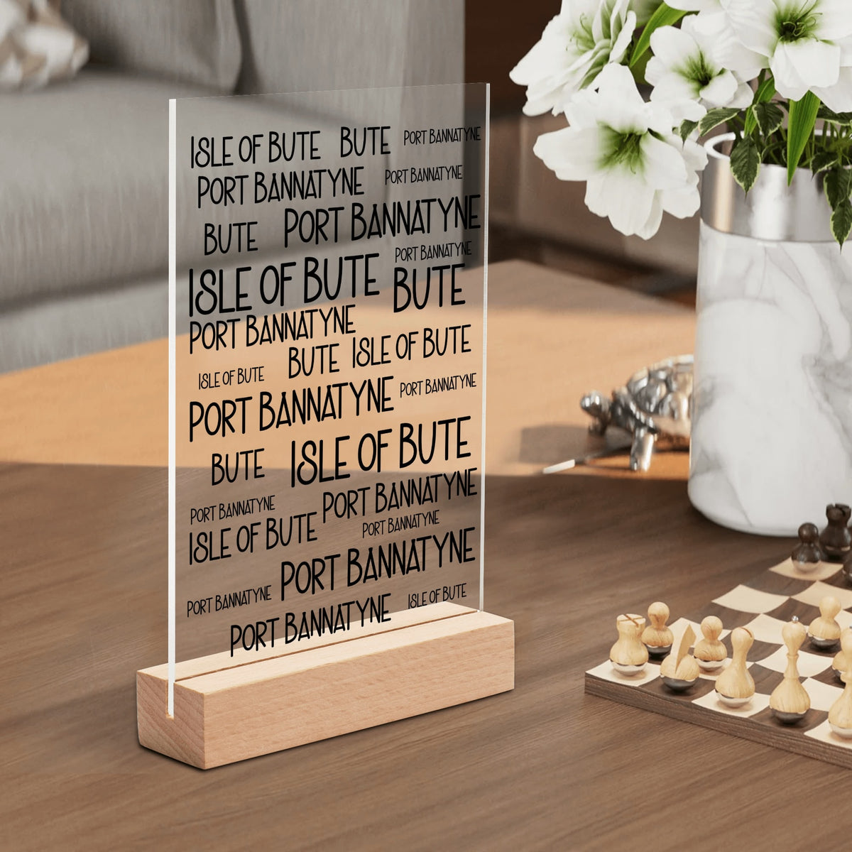 Isle of Bute Night Light with Wood Base - FREE p&p Worldwide
