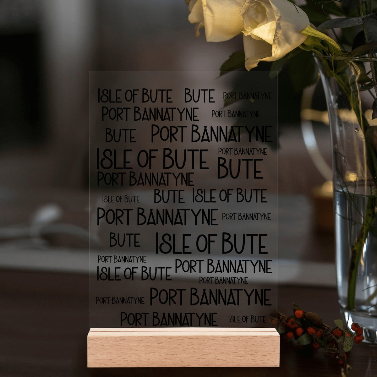 Isle of Bute Night Light with Wood Base - FREE p&p Worldwide