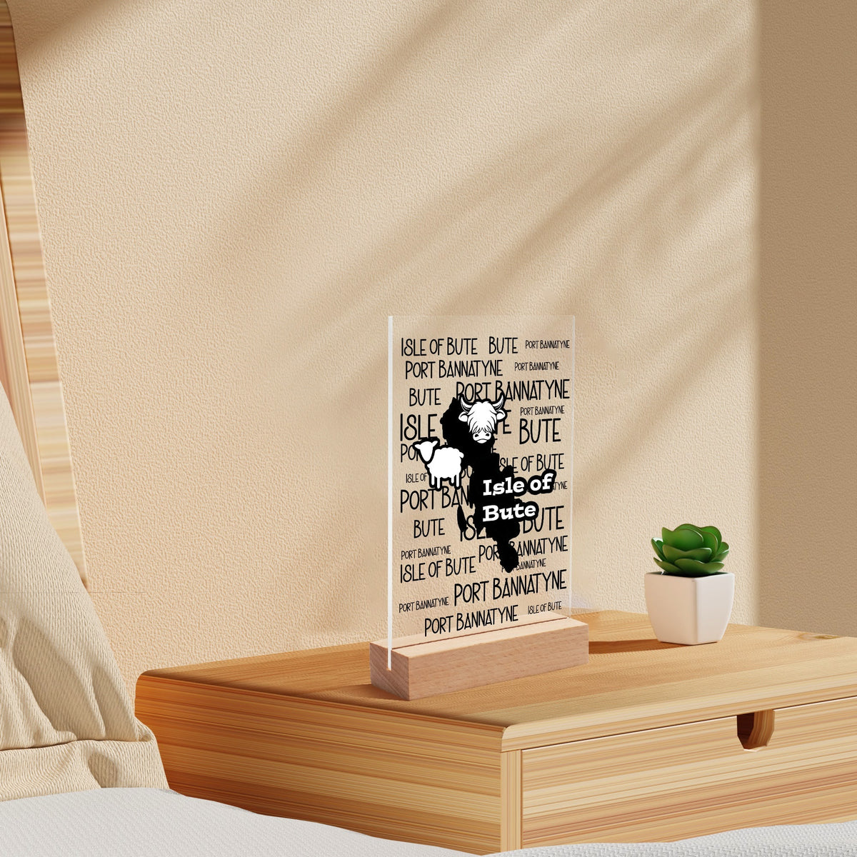 Isle of Bute Night Light with Wood Base - FREE p&p Worldwide
