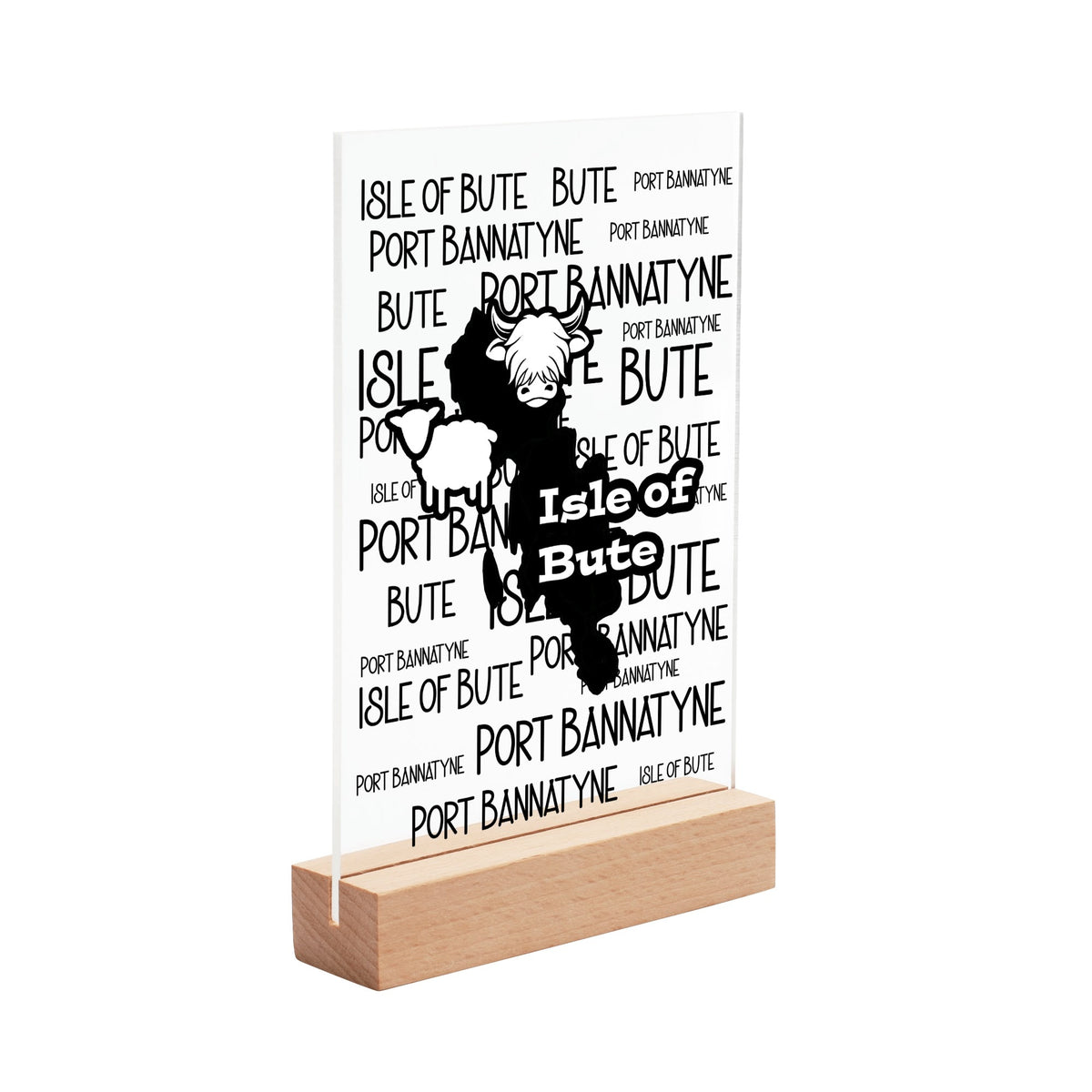 Isle of Bute Night Light with Wood Base - FREE p&p Worldwide