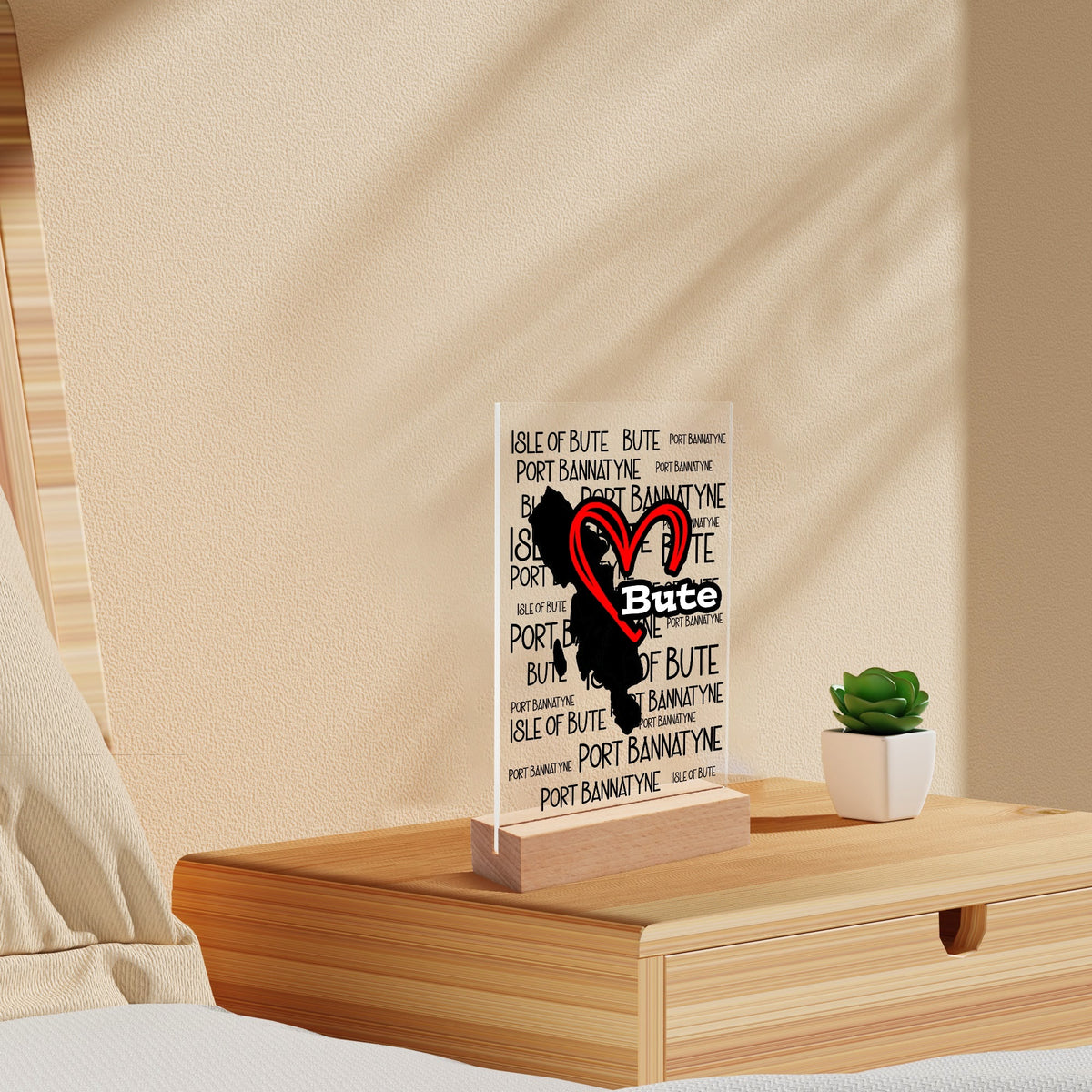 Isle of Bute Night Light with Wood Base - FREE p&p Worldwide