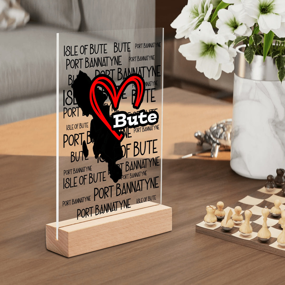 Isle of Bute Night Light with Wood Base - FREE p&p Worldwide