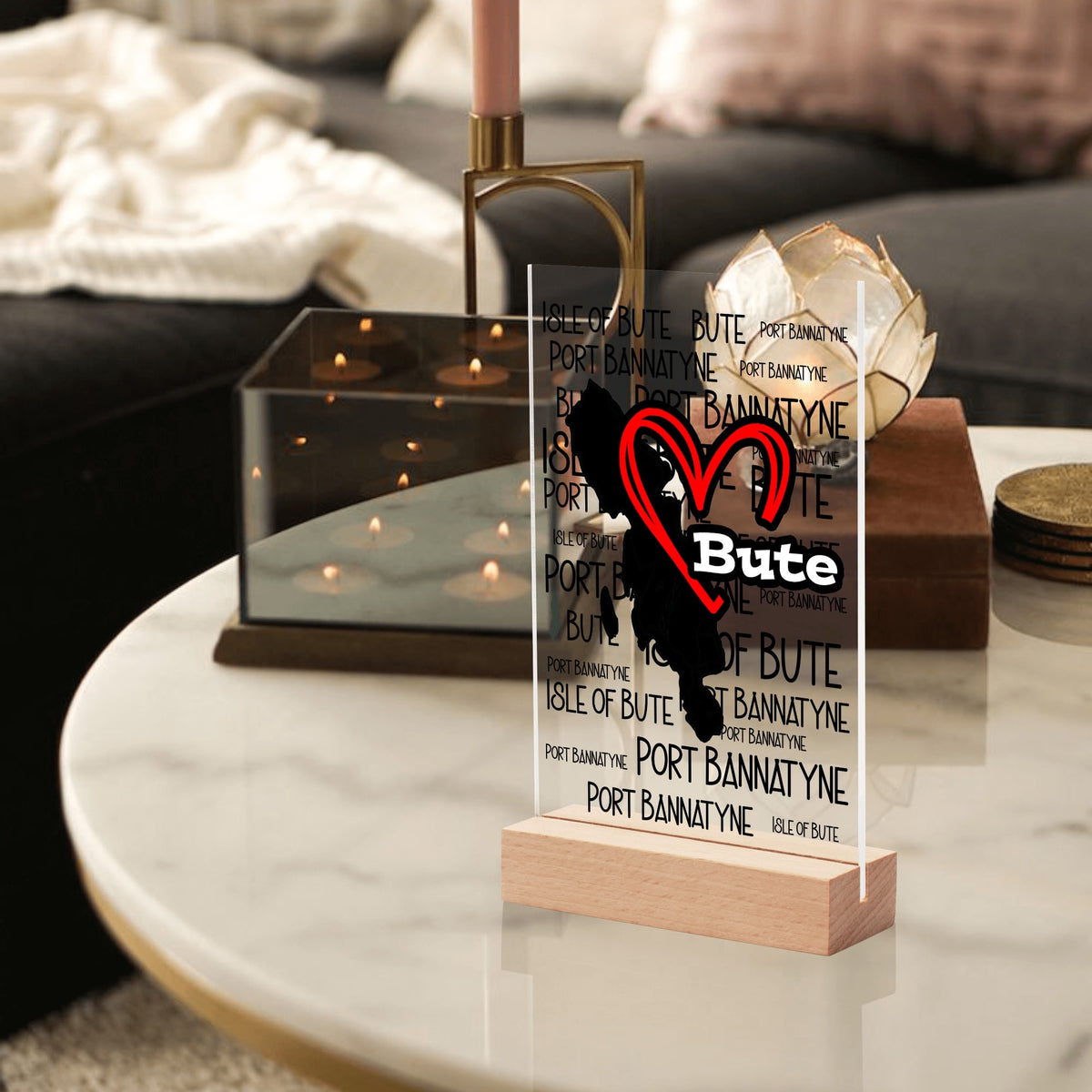Isle of Bute Night Light with Wood Base - FREE p&p Worldwide