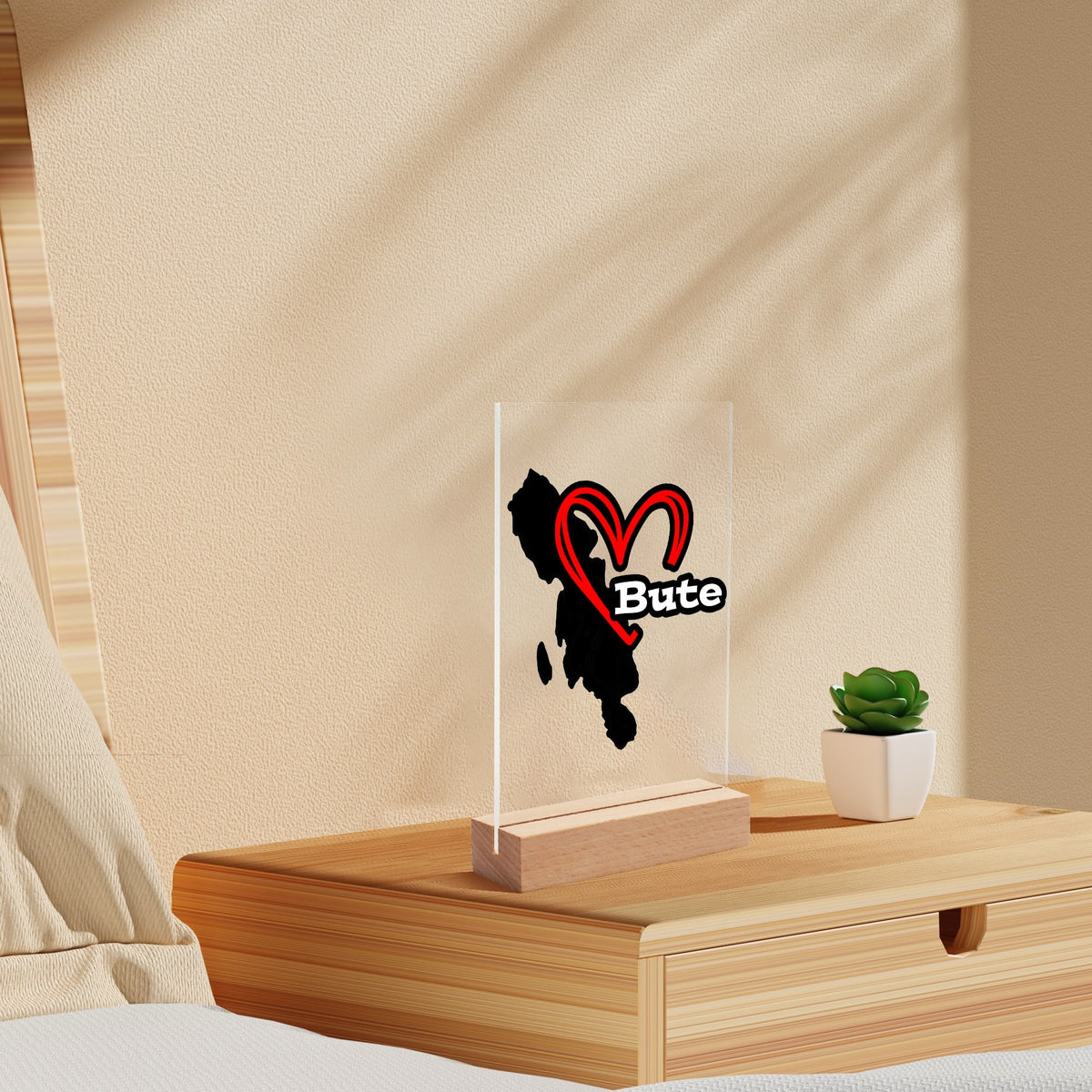 Isle of Bute Night Light with Wood Base - FREE p&p Worldwide