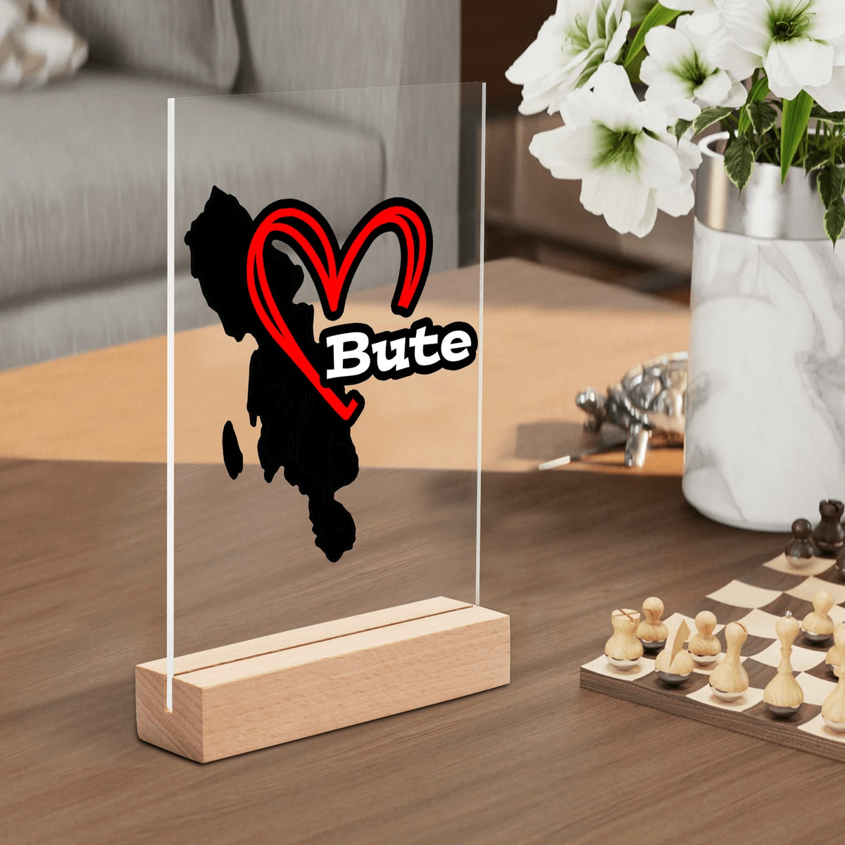 Isle of Bute Night Light with Wood Base - FREE p&p Worldwide