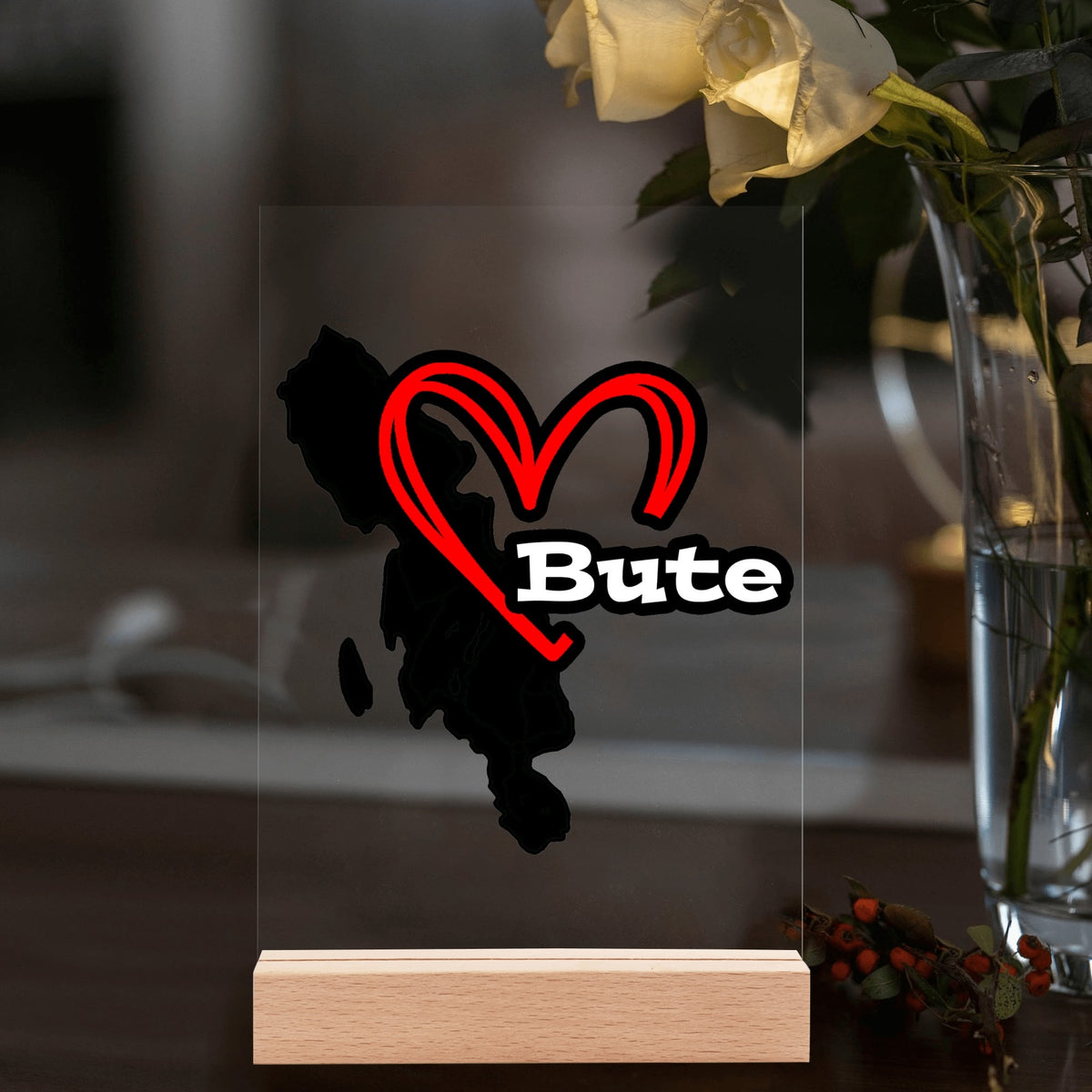 Isle of Bute Night Light with Wood Base - FREE p&p Worldwide
