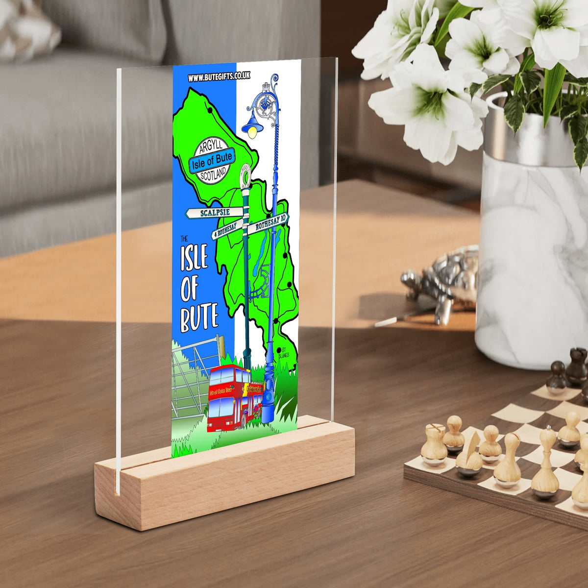 Isle of Bute Night Light with Wood Base - FREE p&p Worldwide