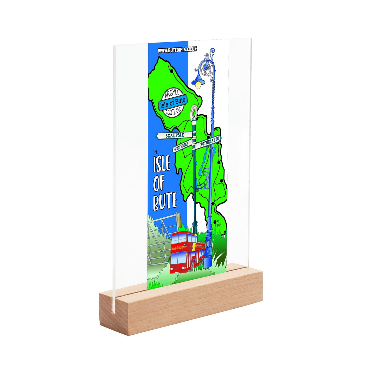Isle of Bute Night Light with Wood Base - FREE p&p Worldwide