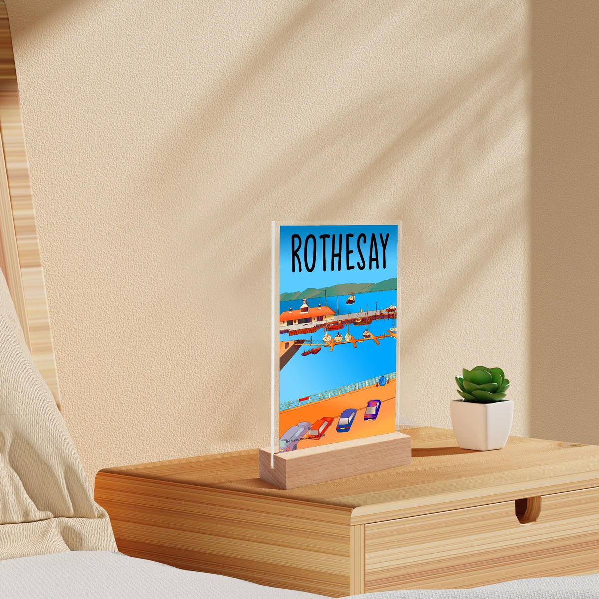 Isle of Bute Night Light with Wood Base - FREE p&p Worldwide