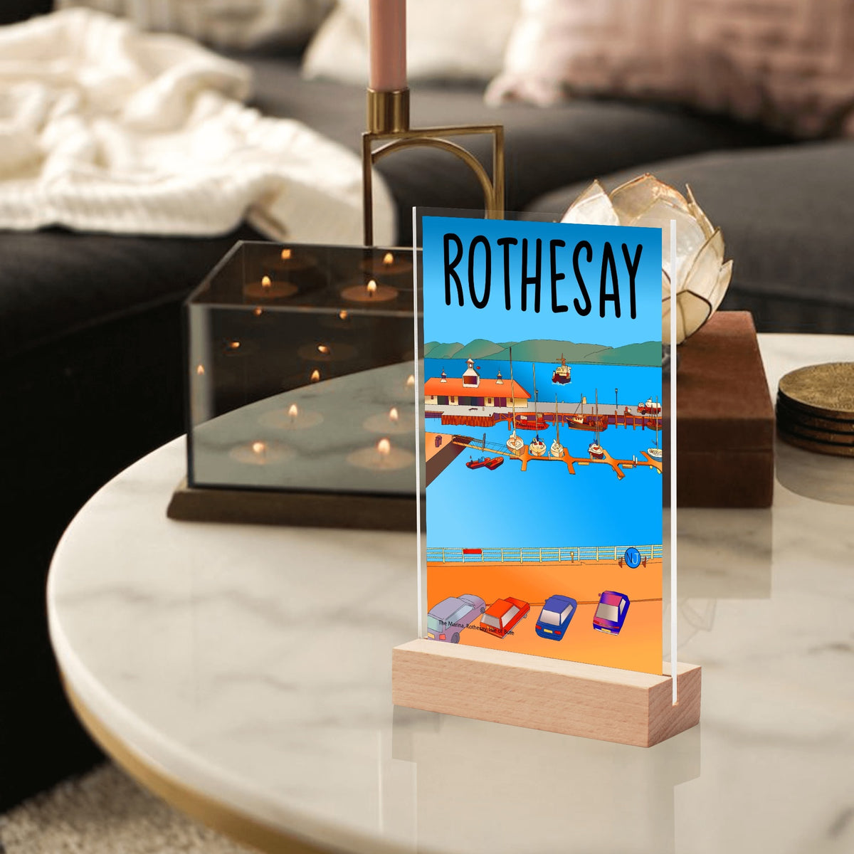 Isle of Bute Night Light with Wood Base - FREE p&p Worldwide