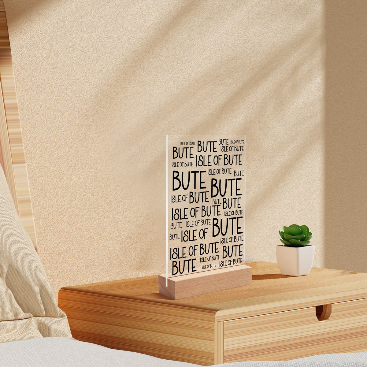 Isle of Bute Night Light with Wood Base - FREE p&p Worldwide