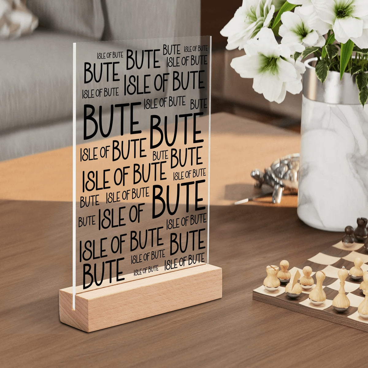 Isle of Bute Night Light with Wood Base - FREE p&p Worldwide