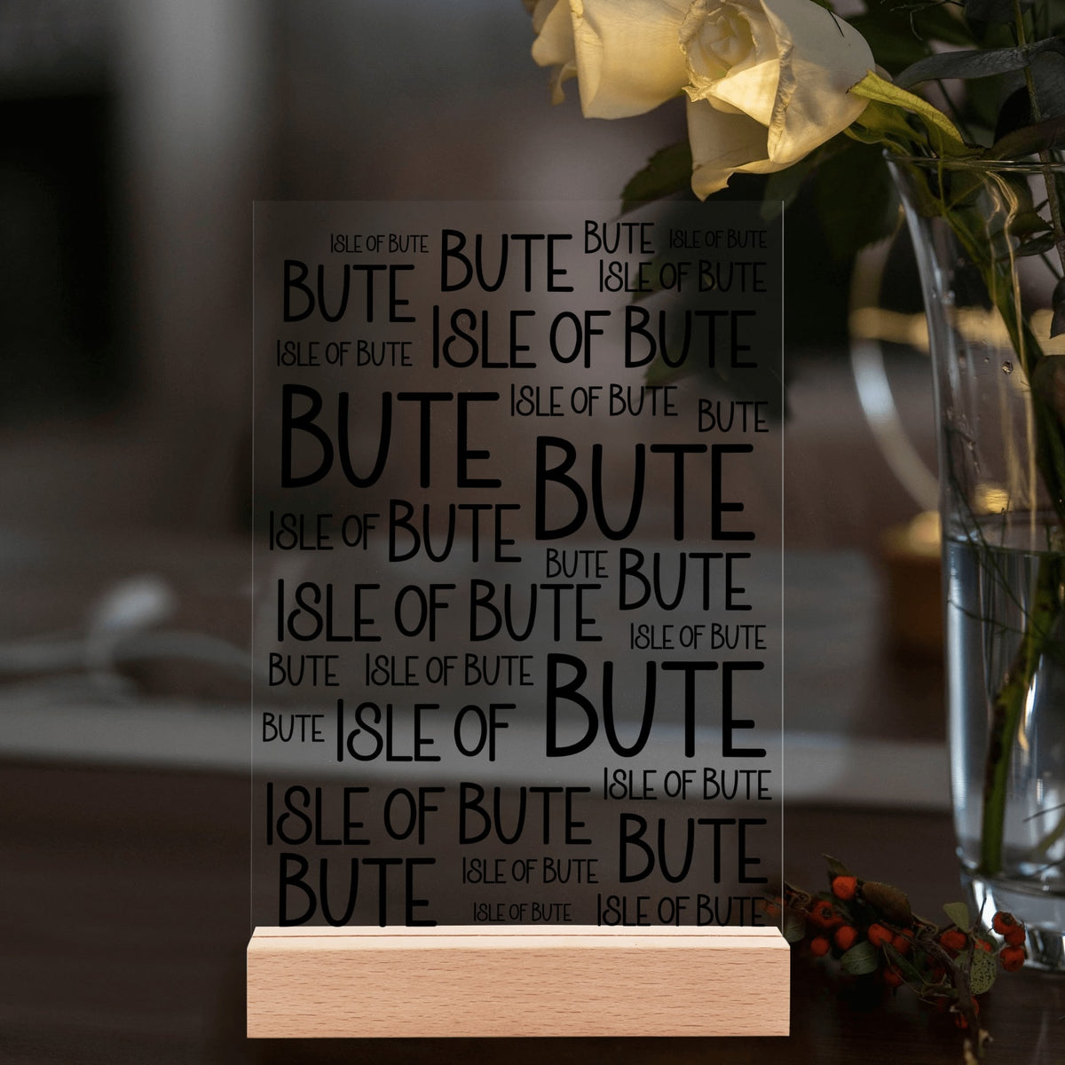 Isle of Bute Night Light with Wood Base - FREE p&p Worldwide