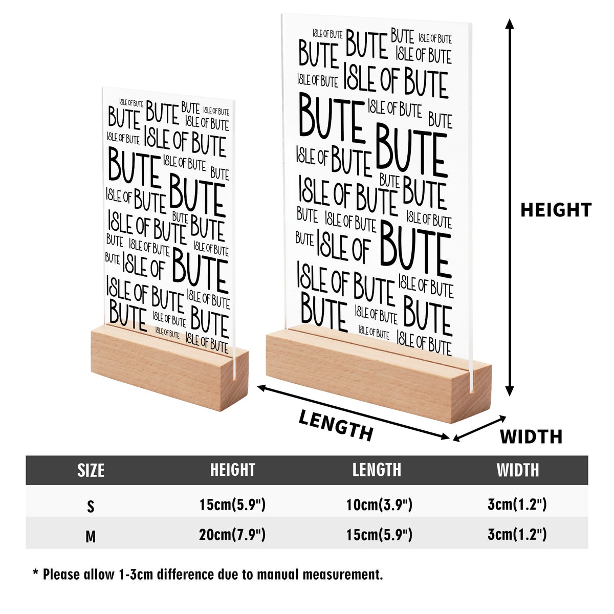 Isle of Bute Night Light with Wood Base - FREE p&p Worldwide
