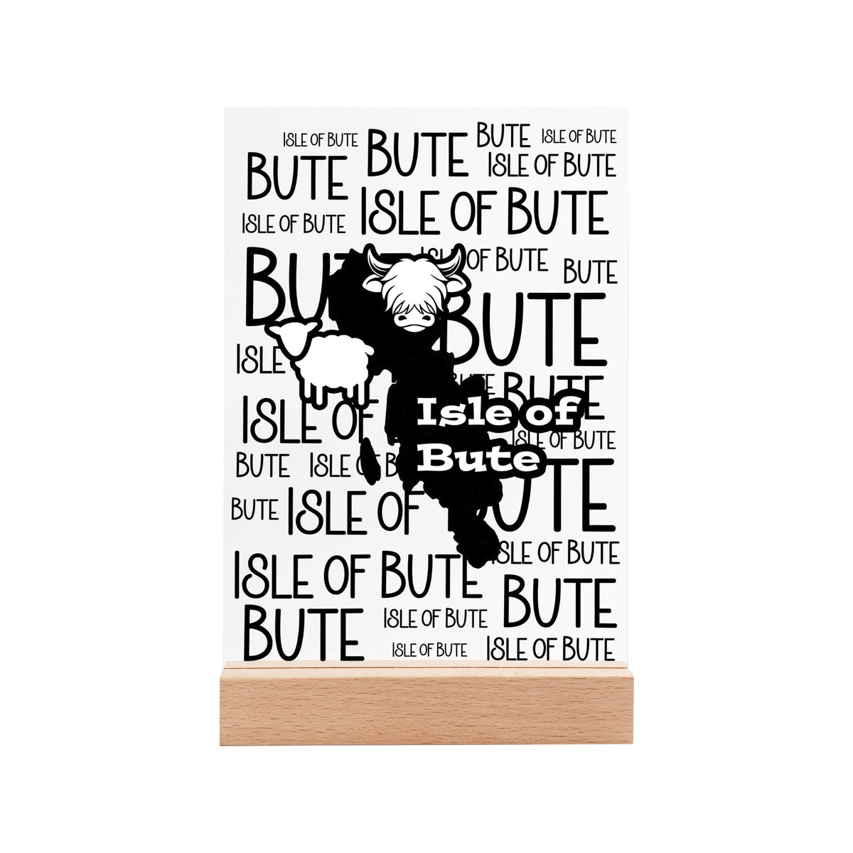Isle of Bute Night Light with Wood Base - FREE p&p Worldwide