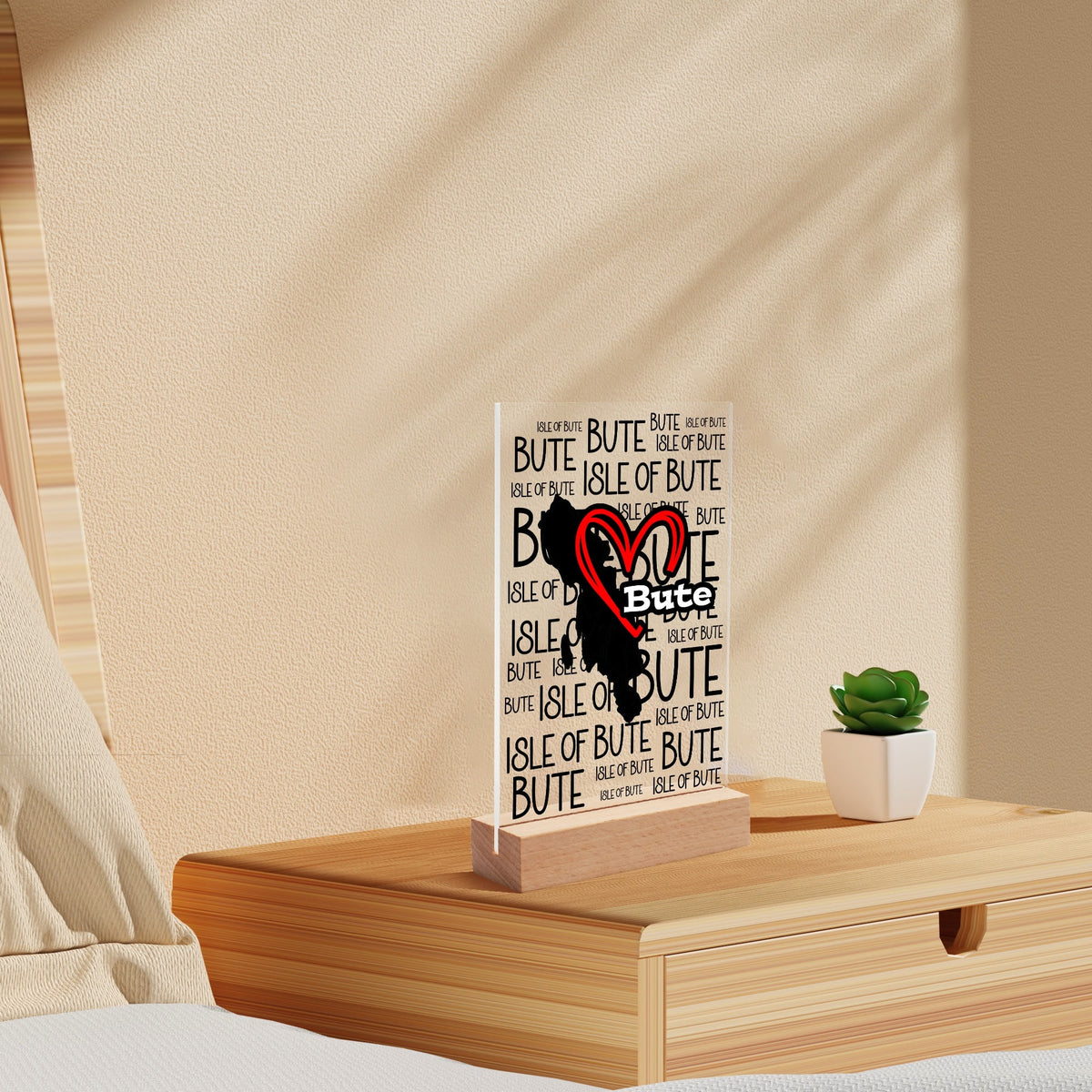 Isle of Bute Night Light with Wood Base - FREE p&p Worldwide