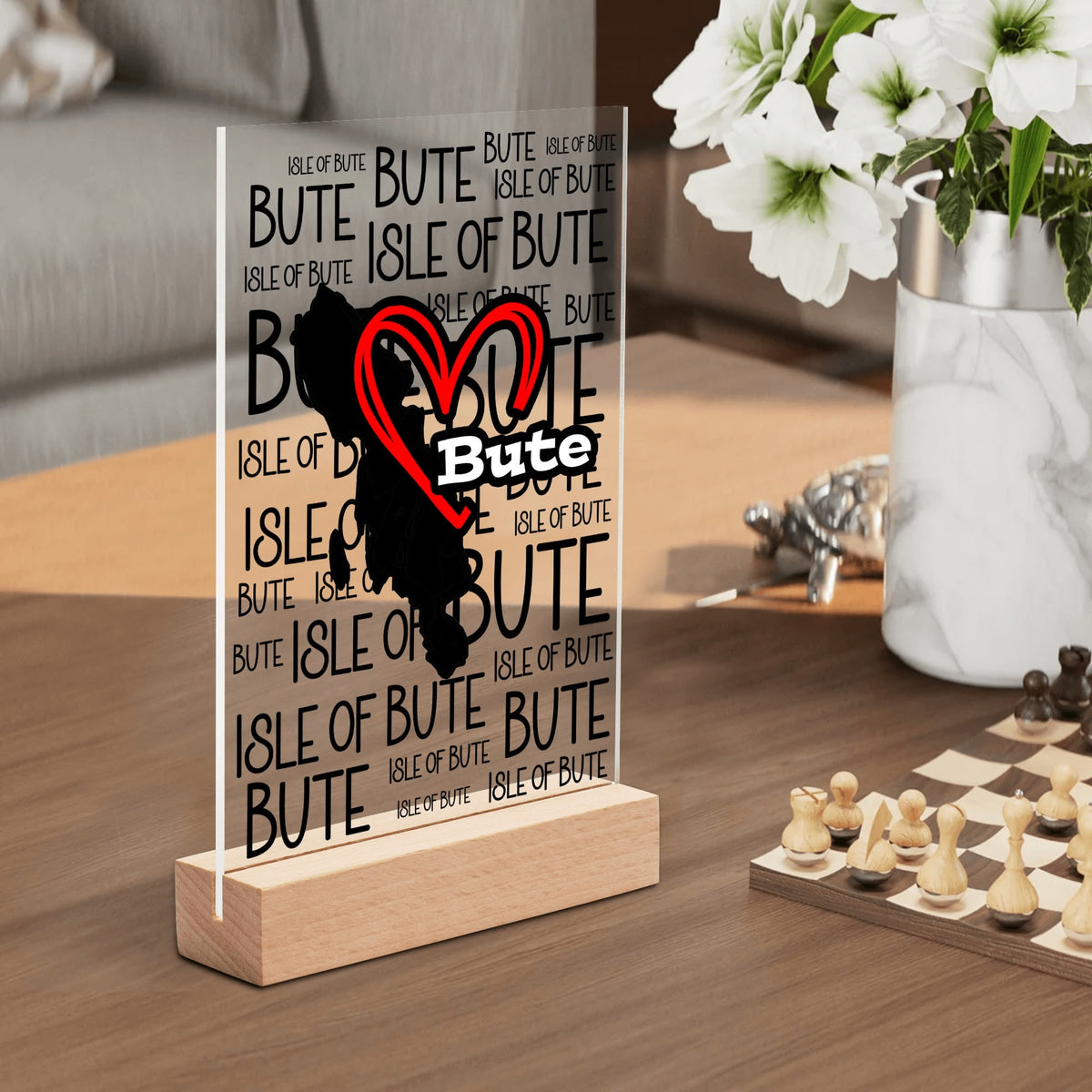 Isle of Bute Night Light with Wood Base - FREE p&p Worldwide