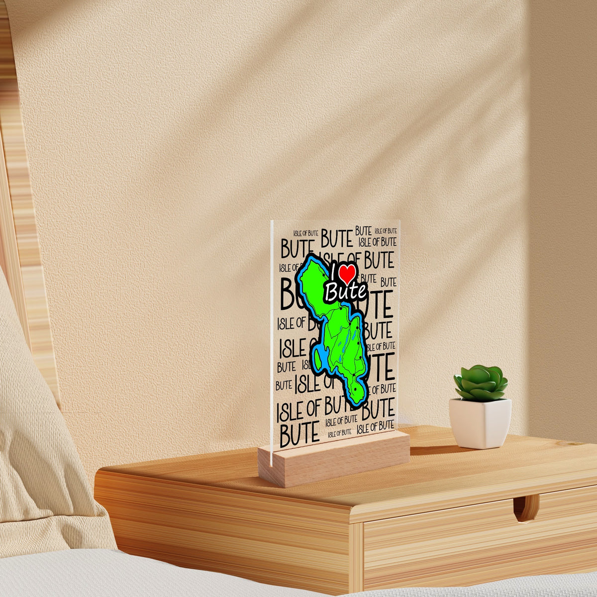 Isle of Bute Night Light with Wood Base - FREE p&p Worldwide