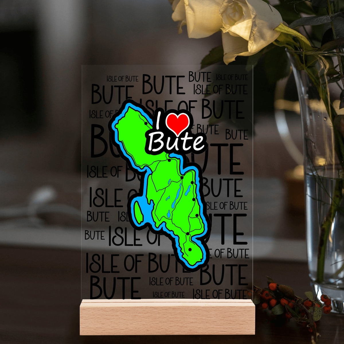 Isle of Bute Night Light with Wood Base - FREE p&p Worldwide