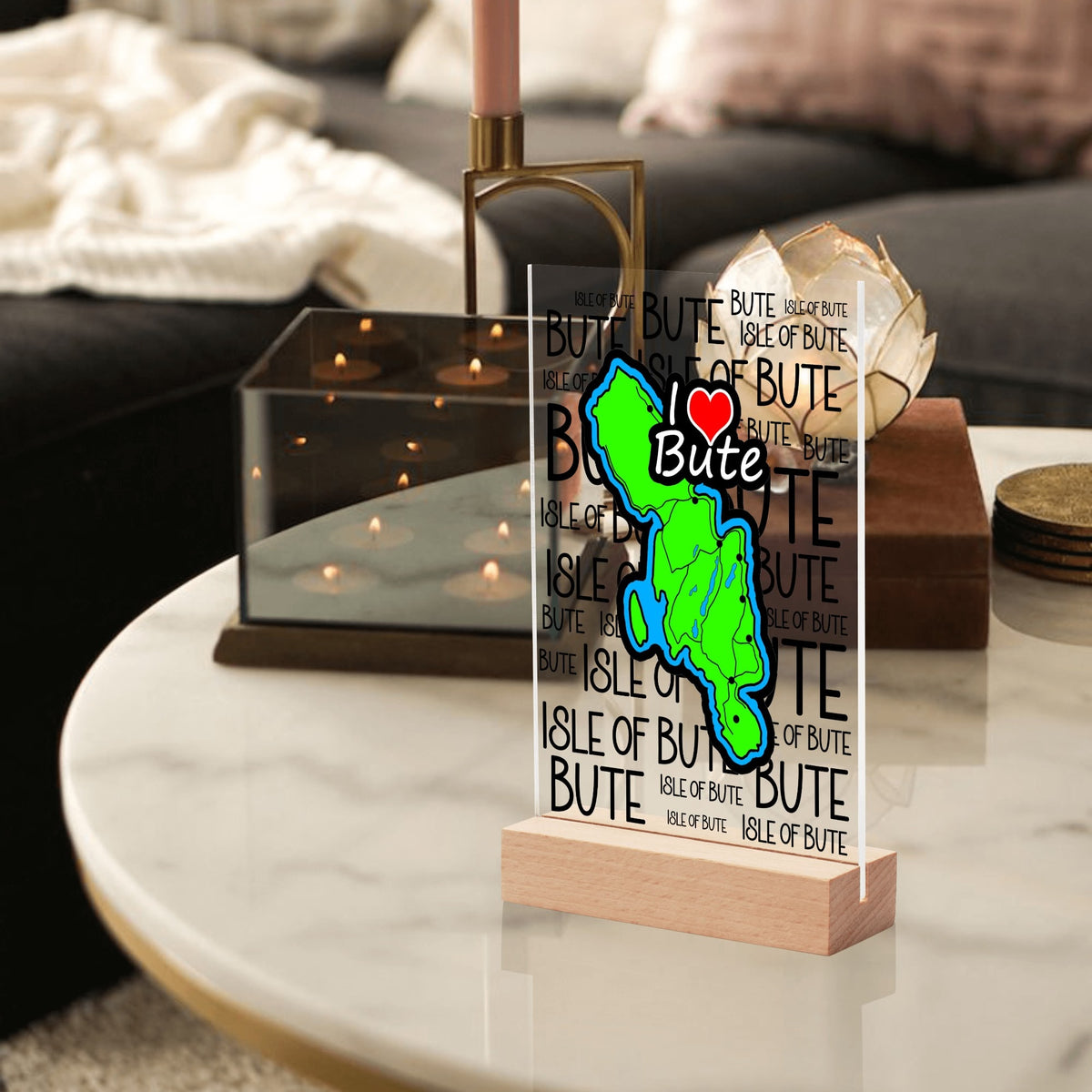 Isle of Bute Night Light with Wood Base - FREE p&p Worldwide
